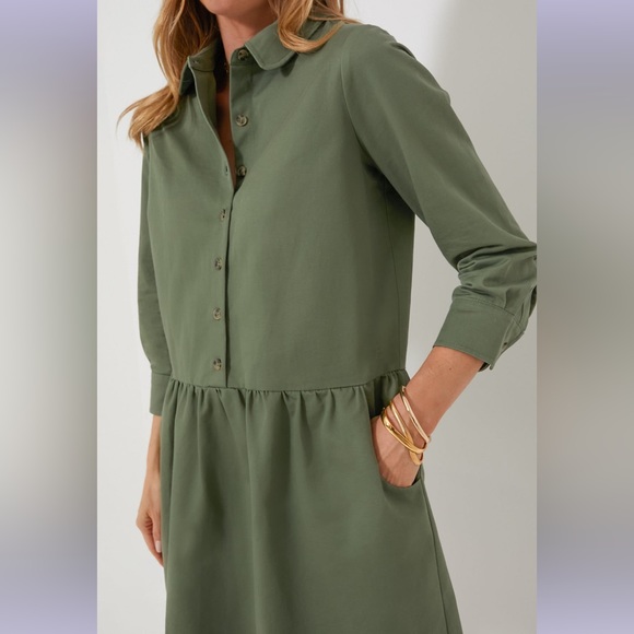 Tuckernuck Jade Green Stretch Twill Hayes Dress - Small - Picture 4 of 5